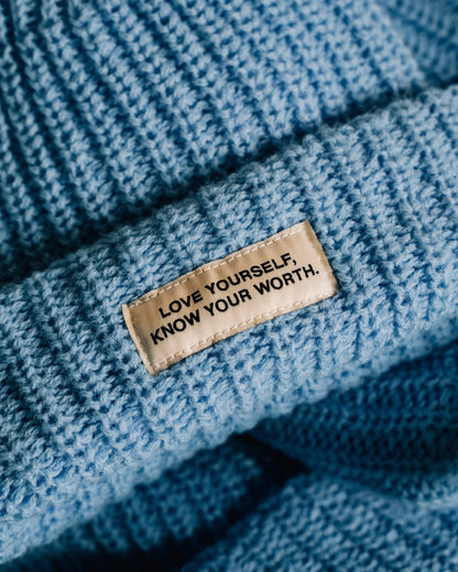 Love Yourself, Know Your Worth Watch Cap Beanie Baby Blue