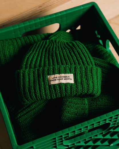 Love Yourself, Know Your Worth Watch Cap Beanie Kelly Green