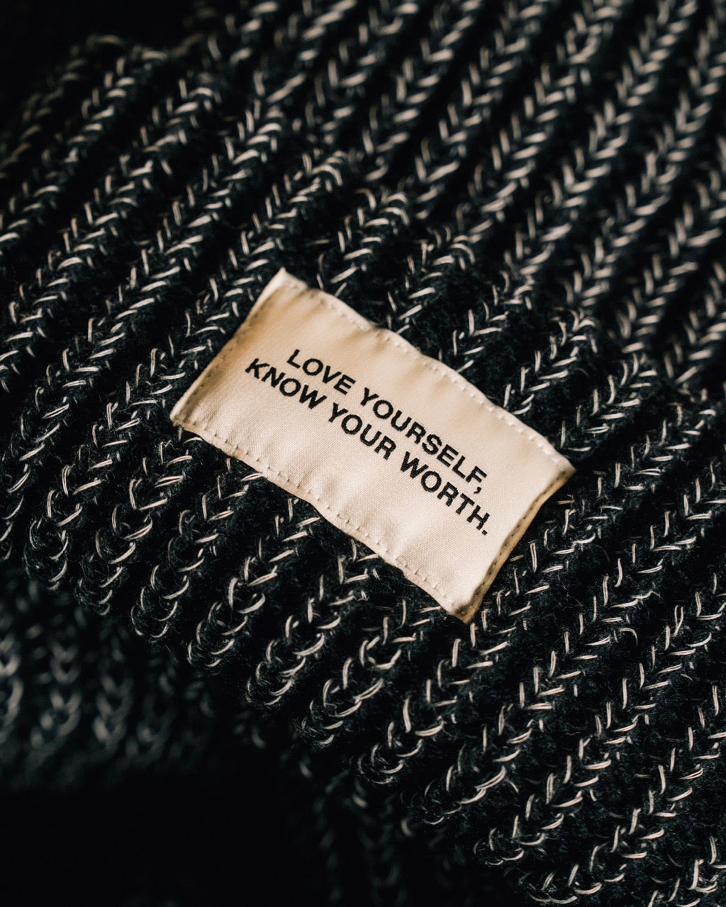 Love Yourself, Know Your Worth Big Beanie Black