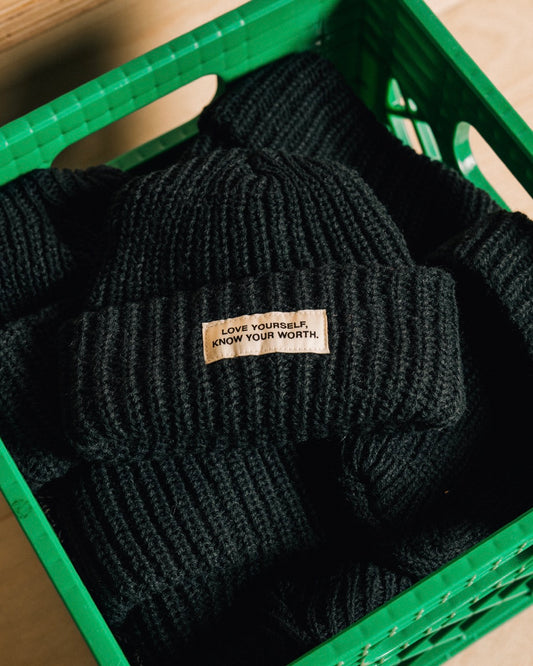Love Yourself, Know Your Worth Watch Cap Beanie Black