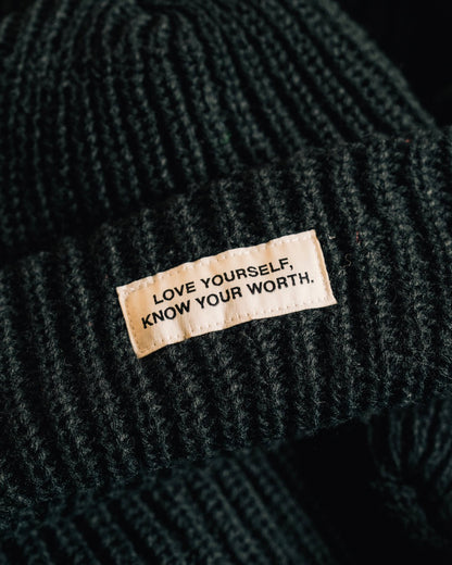 Love Yourself, Know Your Worth Watch Cap Beanie Black